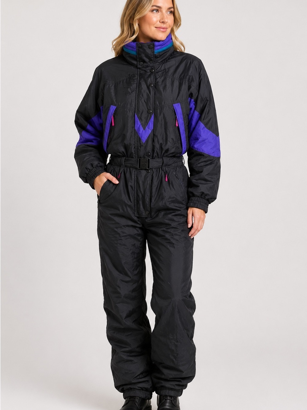 Helly Hansen Vintage Transitional Ski Suit Snowboard Black Purple Large